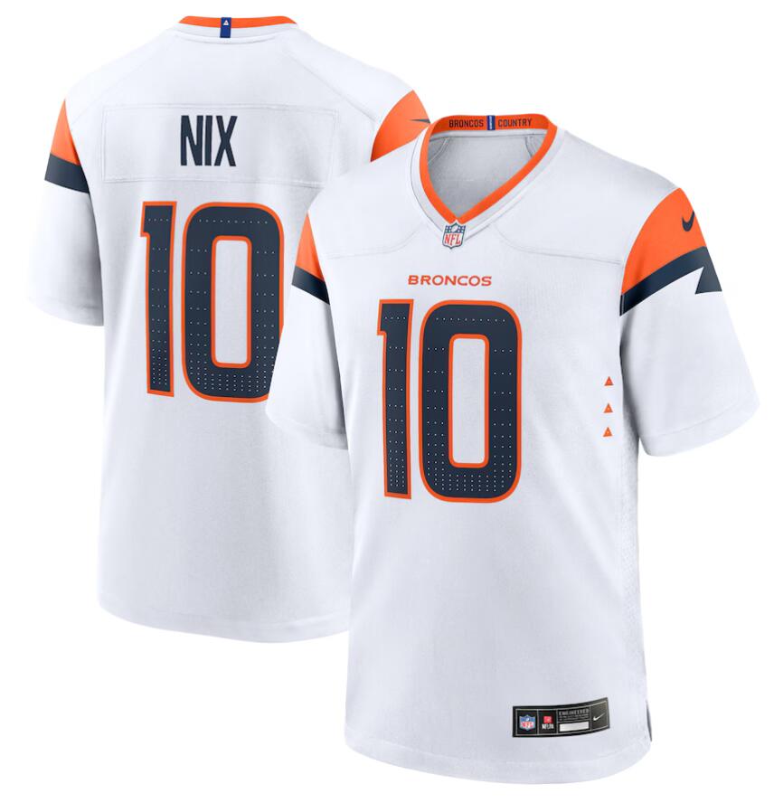 2024 NFL Women Nike Denver Broncos #10 Bo Nix White Game Jersey